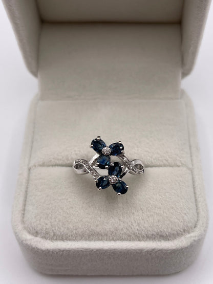 9ct white gold sapphire and diamond ring