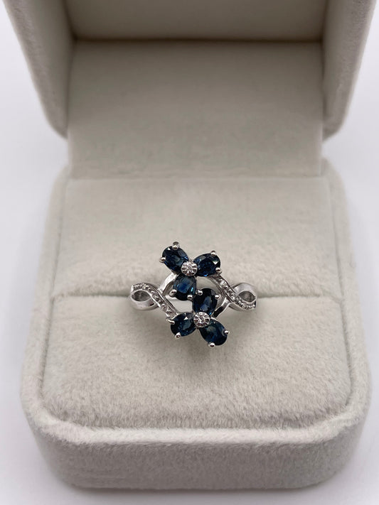 9ct white gold sapphire and diamond ring