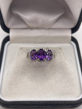 Load image into Gallery viewer, 9ct gold amethyst and diamond ring
