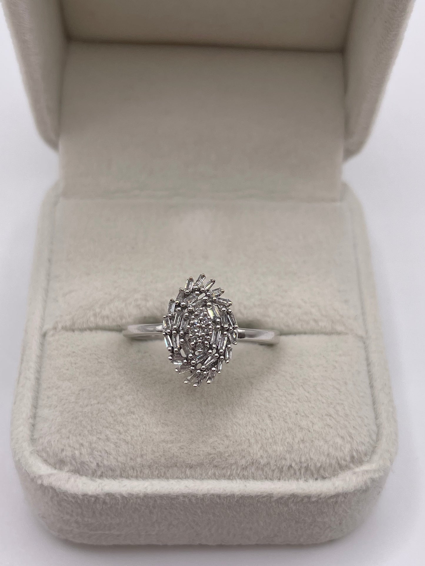 9ct white gold diamond cluster ring