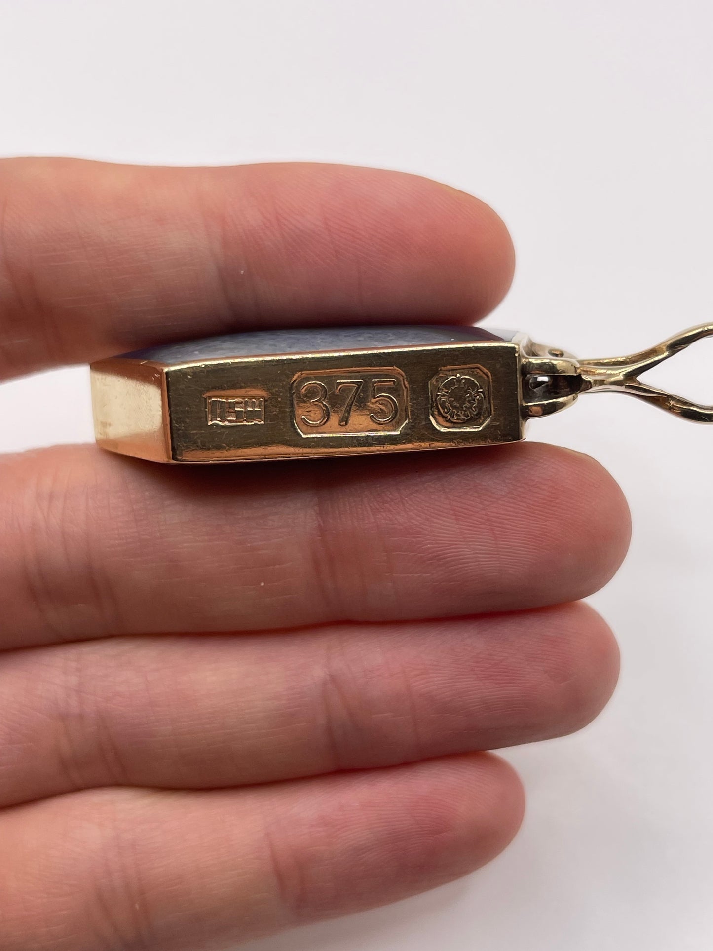 DSW 9ct gold agate fob