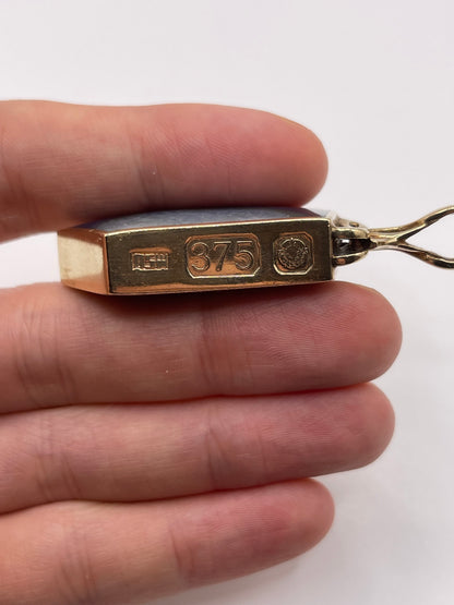DSW 9ct gold agate fob