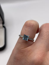 Load image into Gallery viewer, 18ct white gold aquamarine and diamond ring
