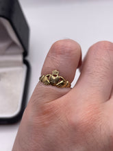 Load image into Gallery viewer, 9ct gold diamond claddagh ring
