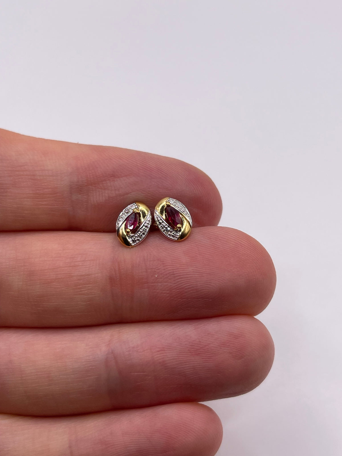 9ct gold ruby and diamond earrings