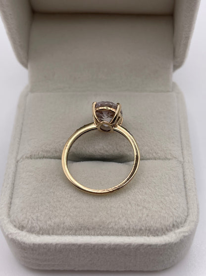 9ct gold kunzite and diamond ring