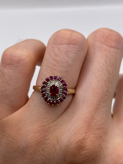 9ct gold ruby and diamond ring