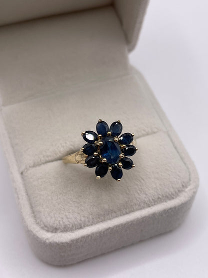 9ct gold sapphire cluster ring