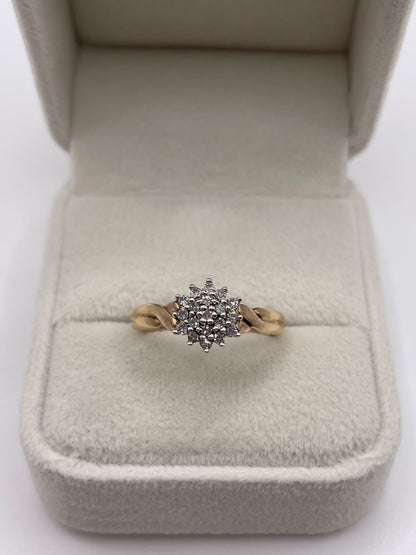 9ct gold diamond cluster ring