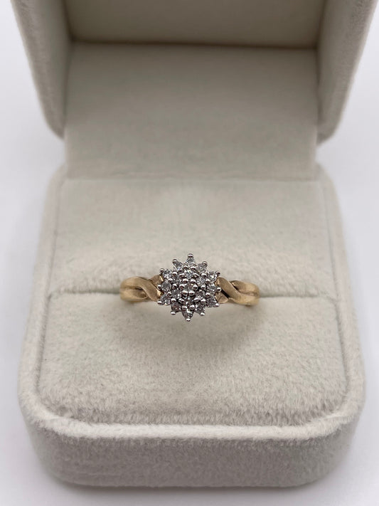 9ct gold diamond cluster ring