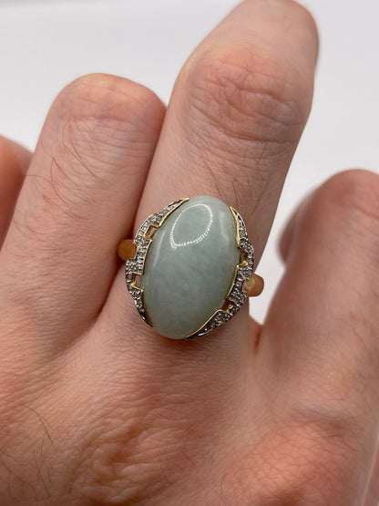 9ct gold jade and diamond ring