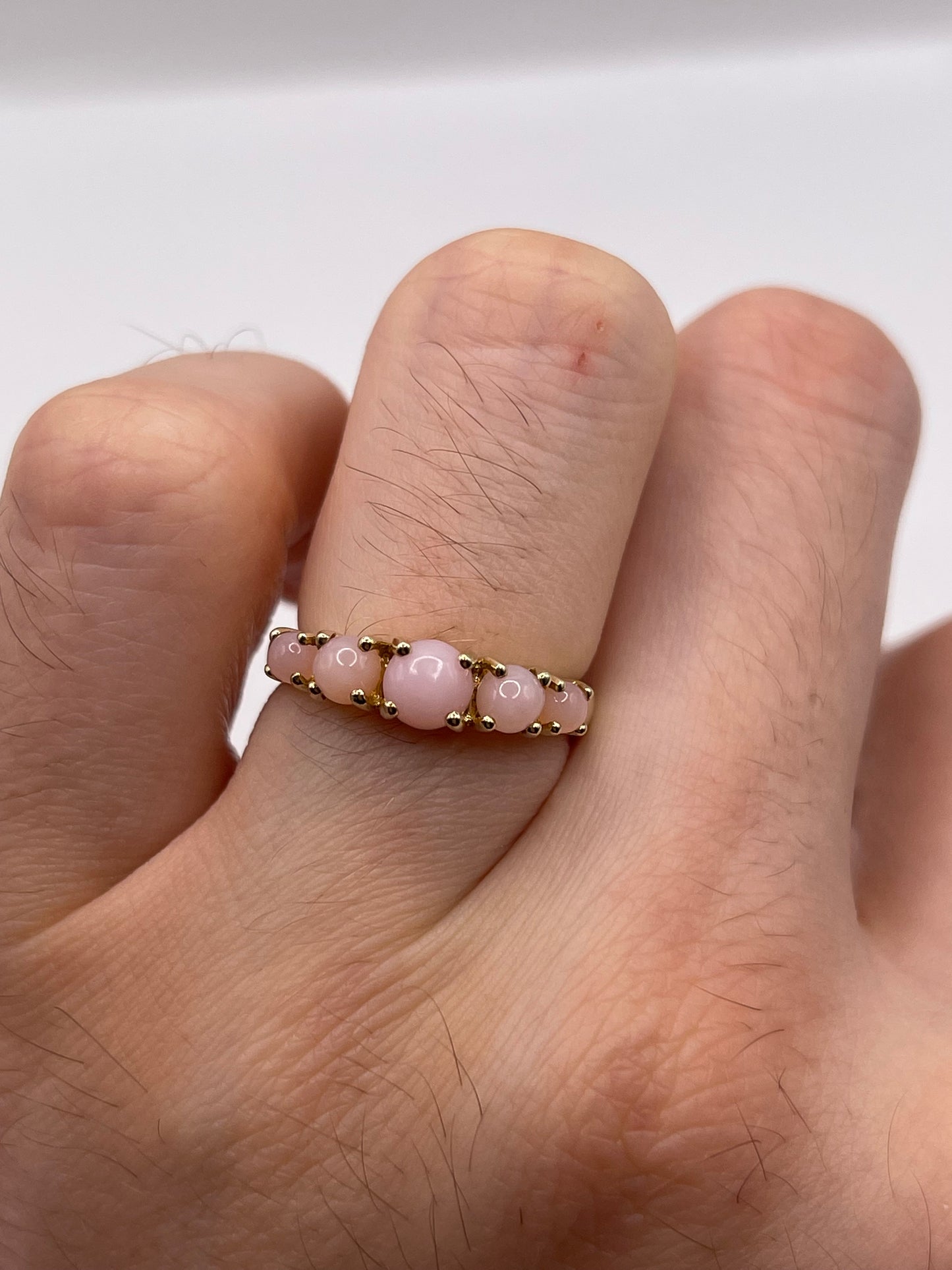 9ct gold pink opal ring