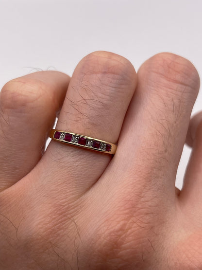 9ct gold ruby and diamond ring