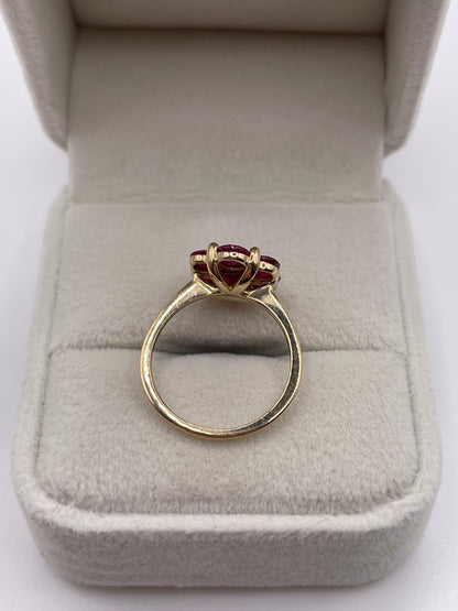 9ct gold ruby cluster ring