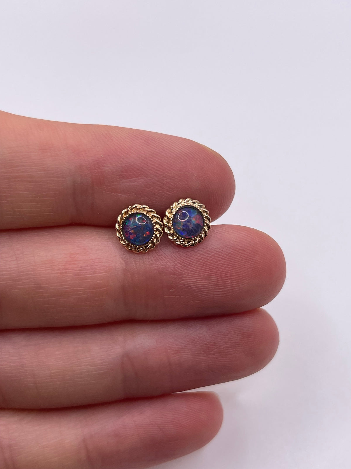 9ct gold opal triplet earrings