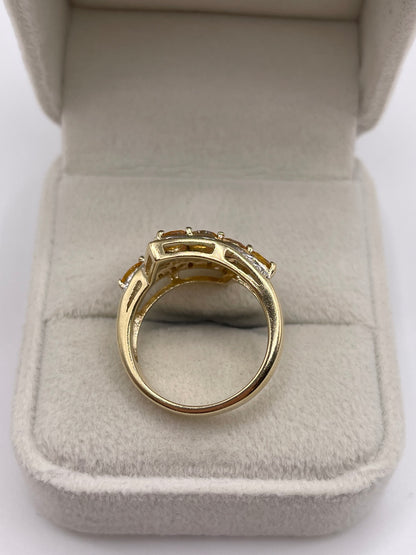 9ct gold orange sapphire and diamond ring