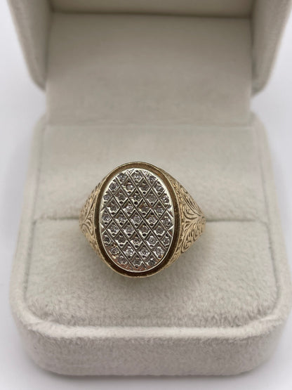 9ct gold diamond signet ring