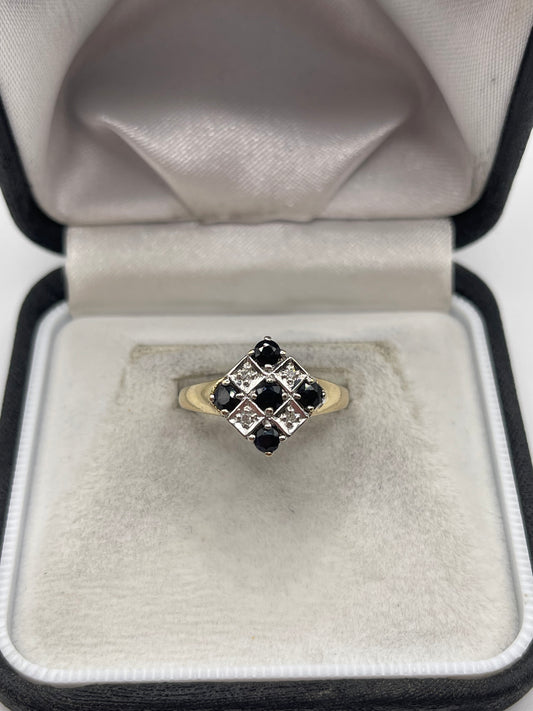 9ct gold sapphire and diamond ring