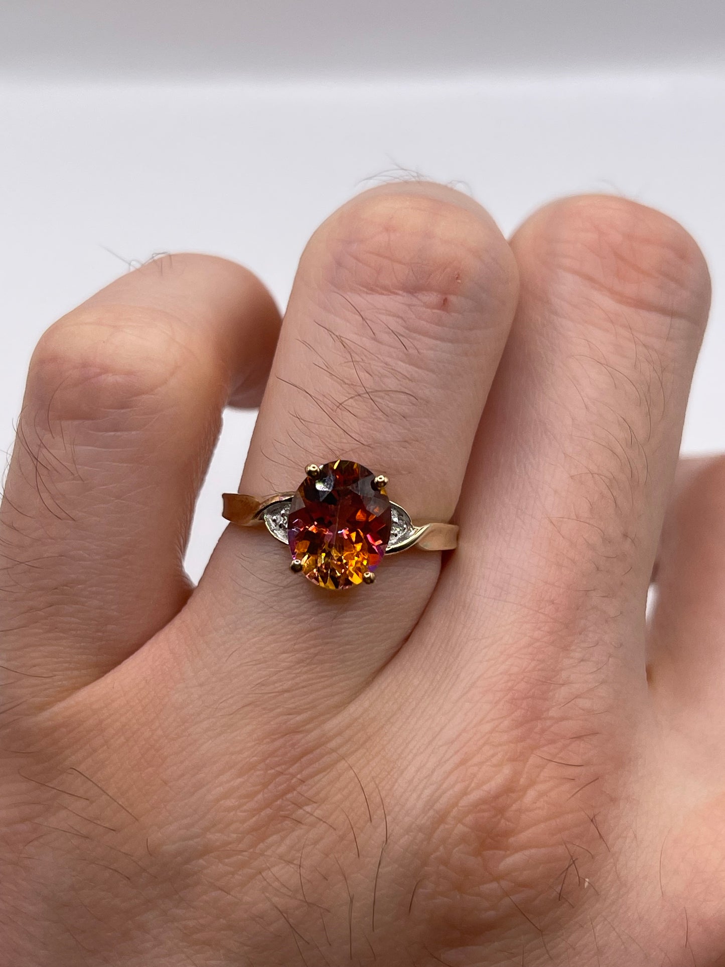 9ct gold topaz and diamond ring