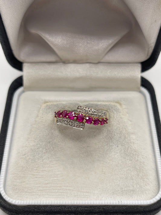 9ct gold ruby and diamond ring