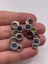 Load image into Gallery viewer, 18ct white gold multi gemstone and diamond earrings
