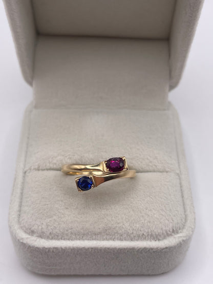 9ct gold ruby and sapphire ring