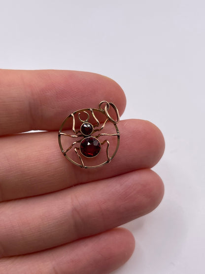 Antique 9ct gold paste spider pendant