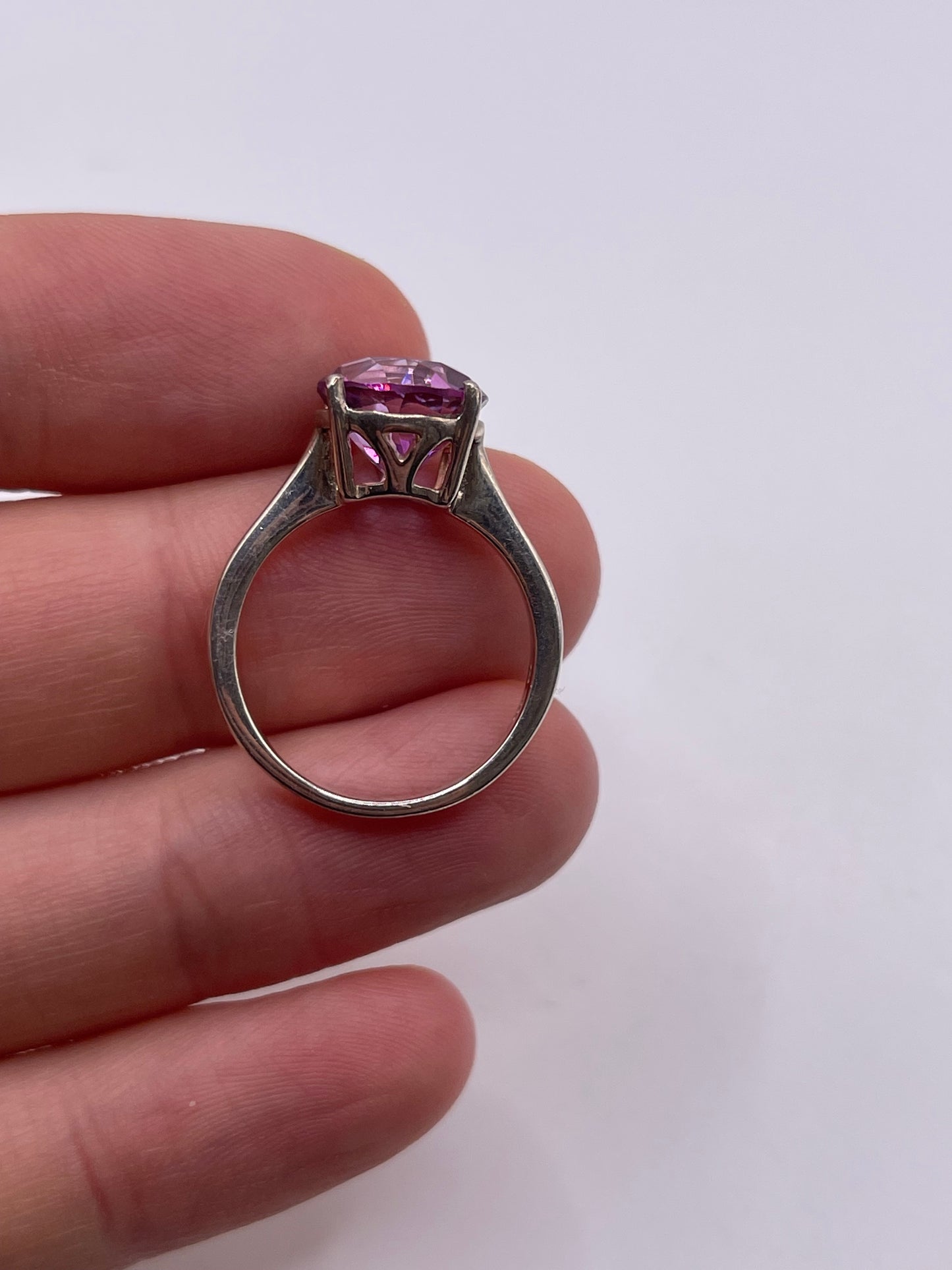 Silver pink topaz ring