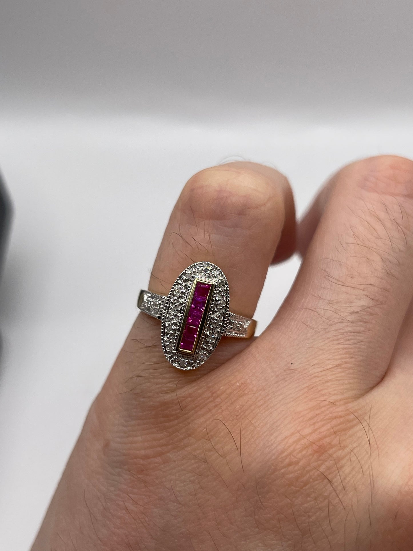 9ct gold ruby and diamond ring