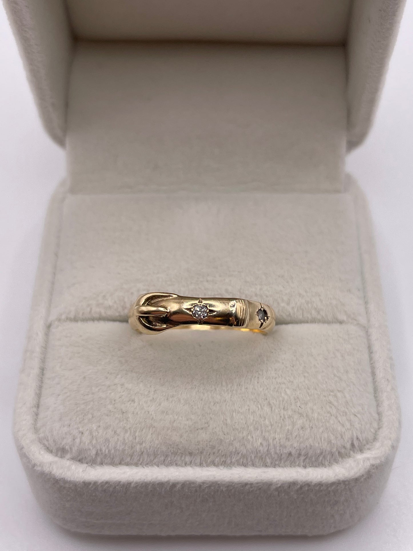 9ct gold diamond buckle ring