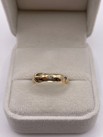 9ct gold diamond buckle ring