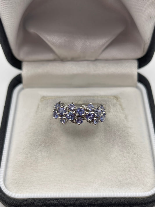 9ct white gold tanzanite and diamond ring