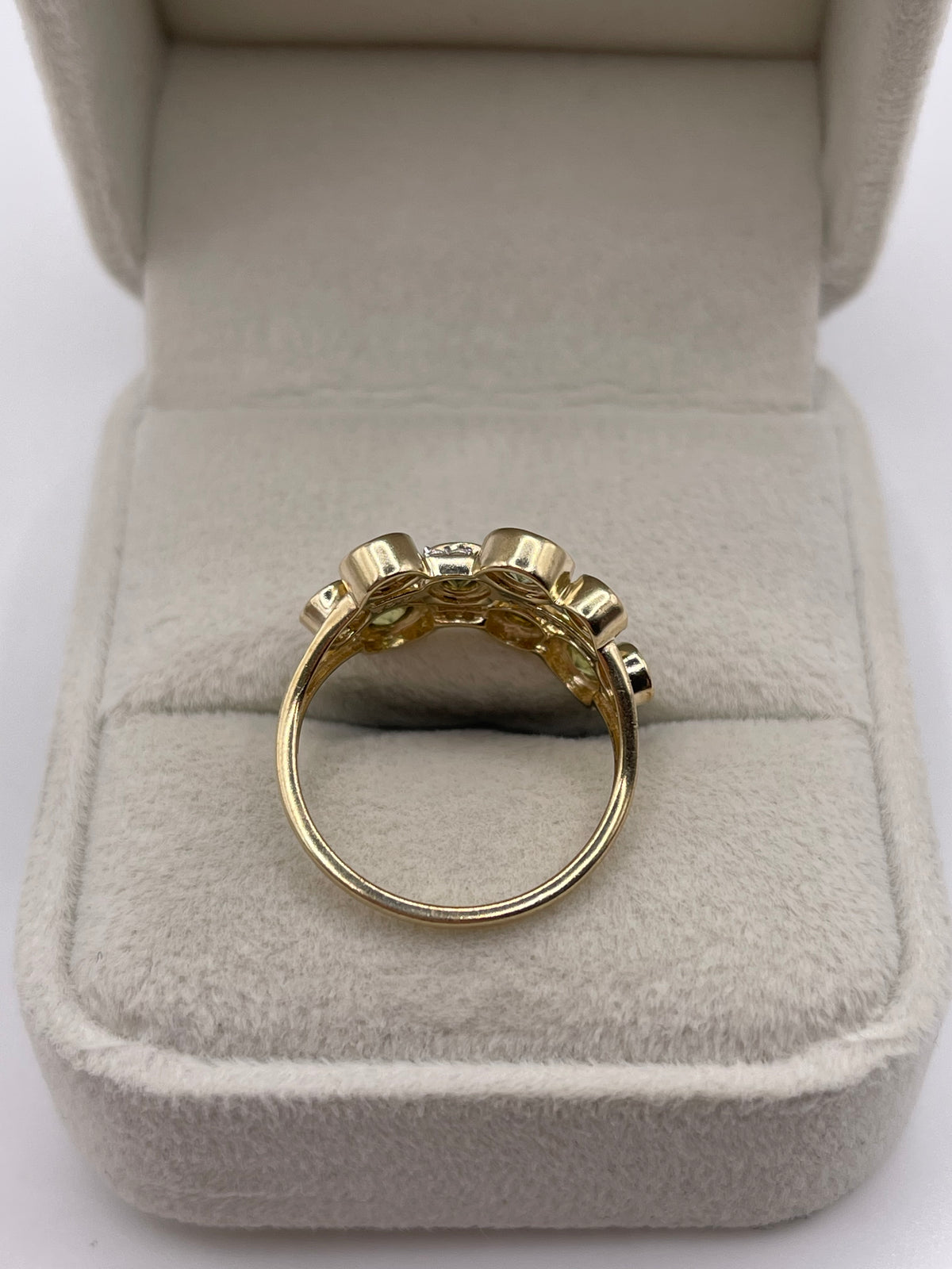 9ct gold sphene and zircon ring