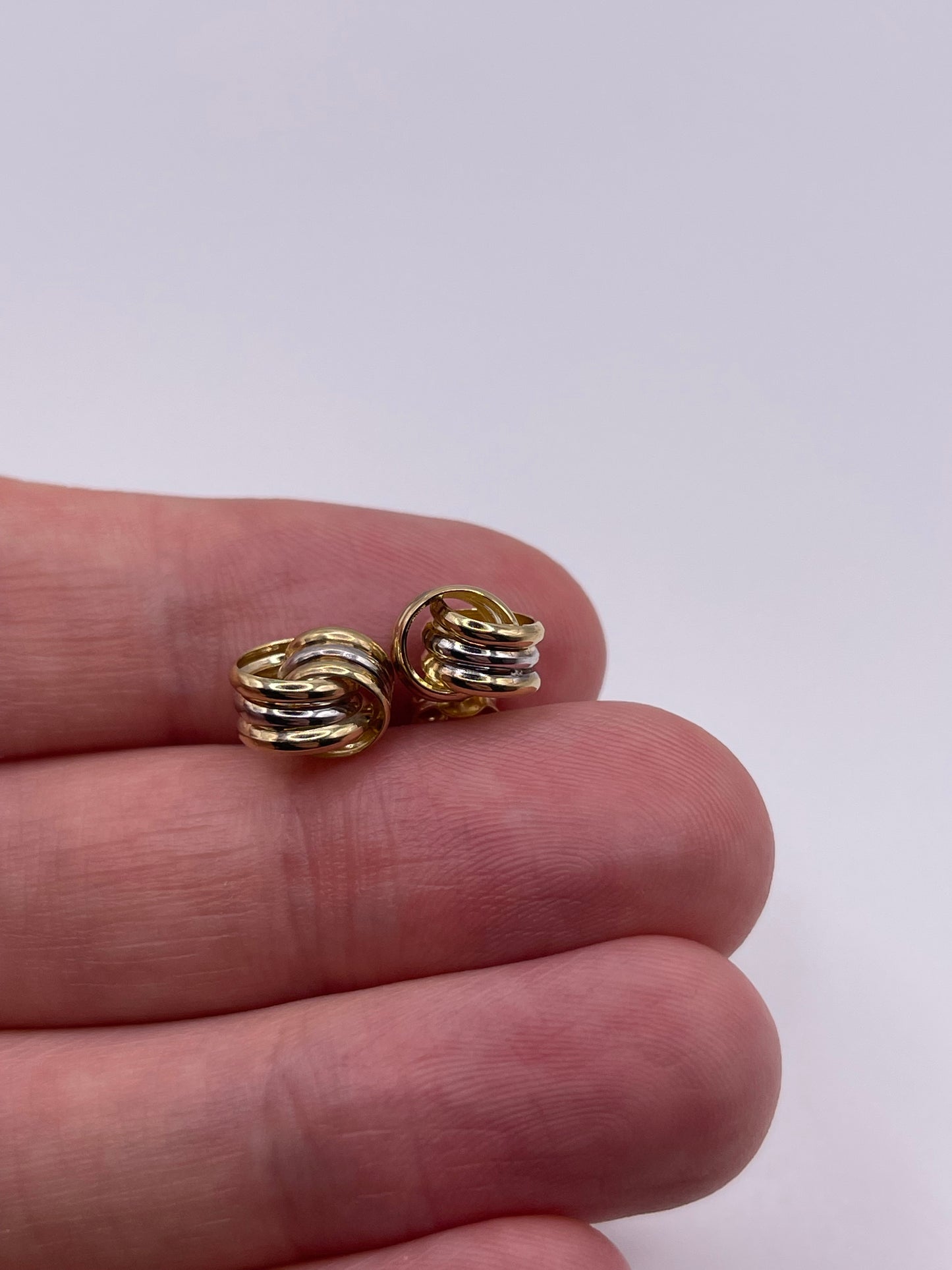 9ct two tone gold knot earrings