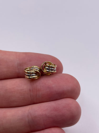 9ct two tone gold knot earrings