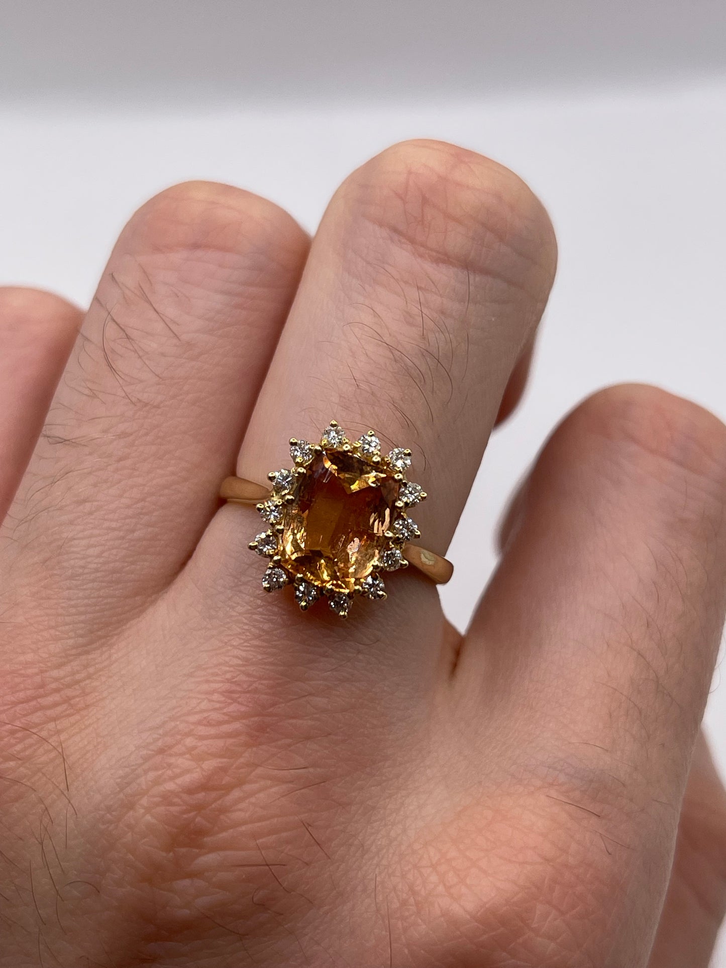 18ct gold imperial topaz and diamond ring