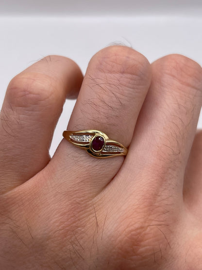 9ct gold ruby and diamond ring