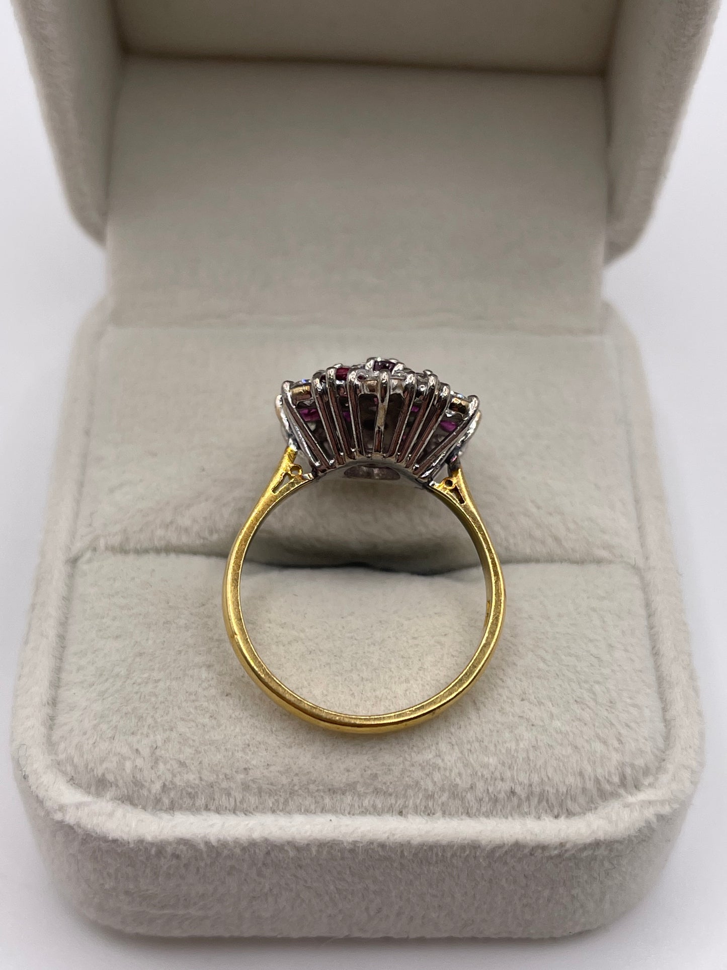 18ct gold ruby and diamond cluster ring