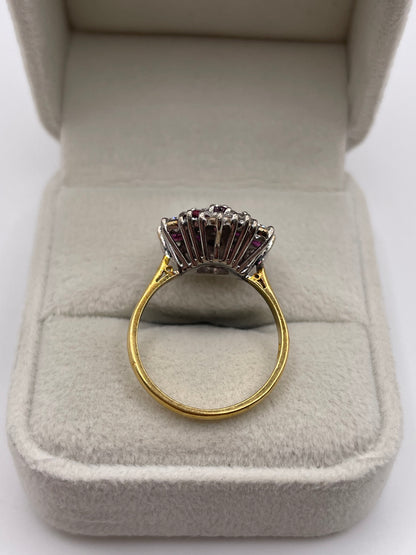 18ct gold ruby and diamond cluster ring