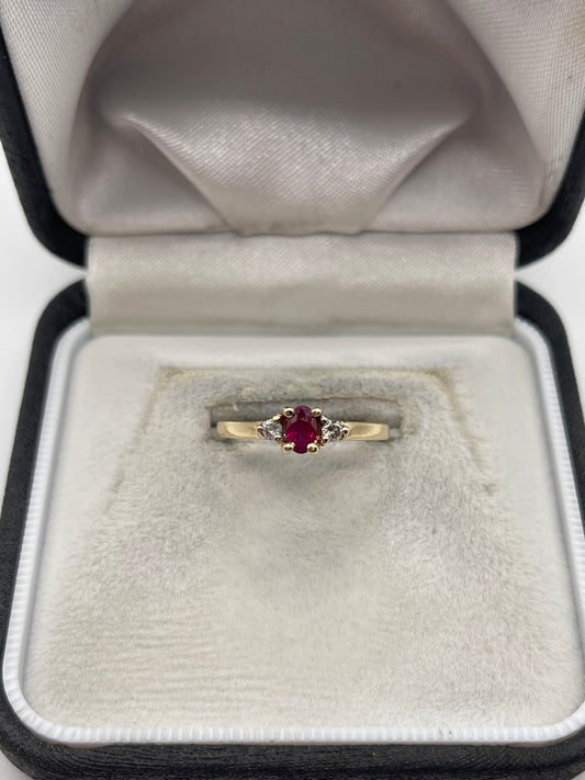 9ct gold ruby and diamond ring