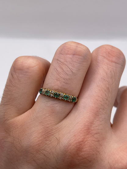 9ct gold emerald and diamond ring