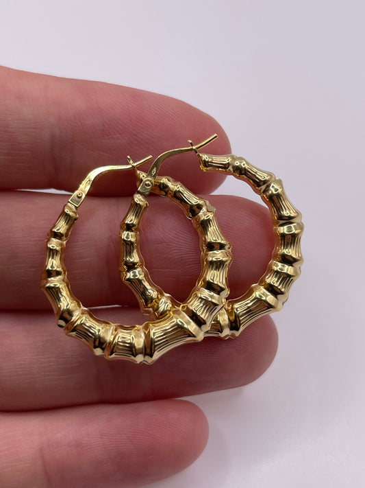 9ct gold bamboo creole earrings