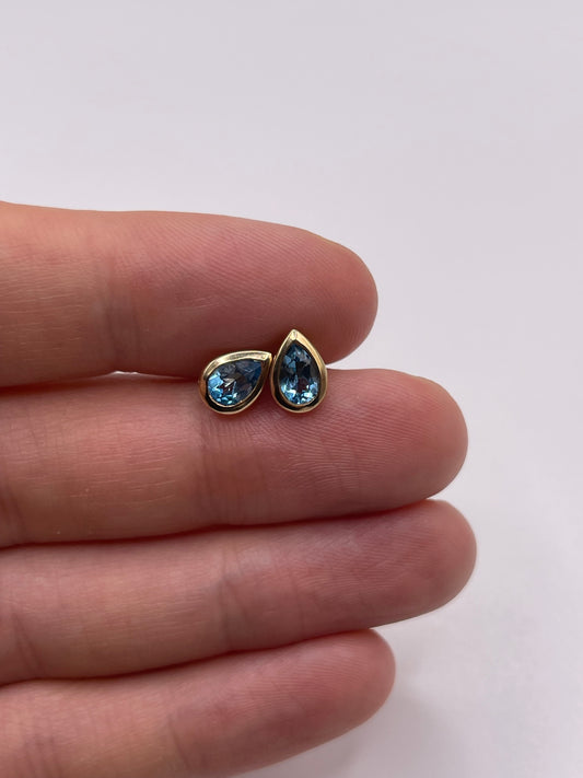 9ct gold blue topaz earrings