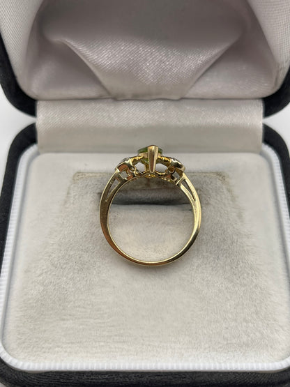 9ct gold quartz and diamond ring