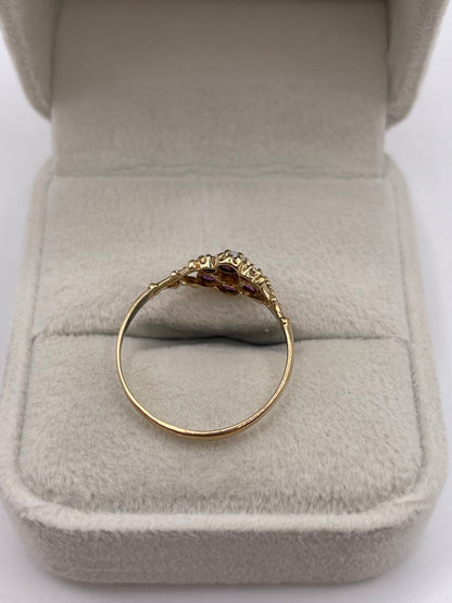9ct gold opal and ruby ring