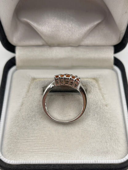 9ct white gold spessartite garnet cluster ring