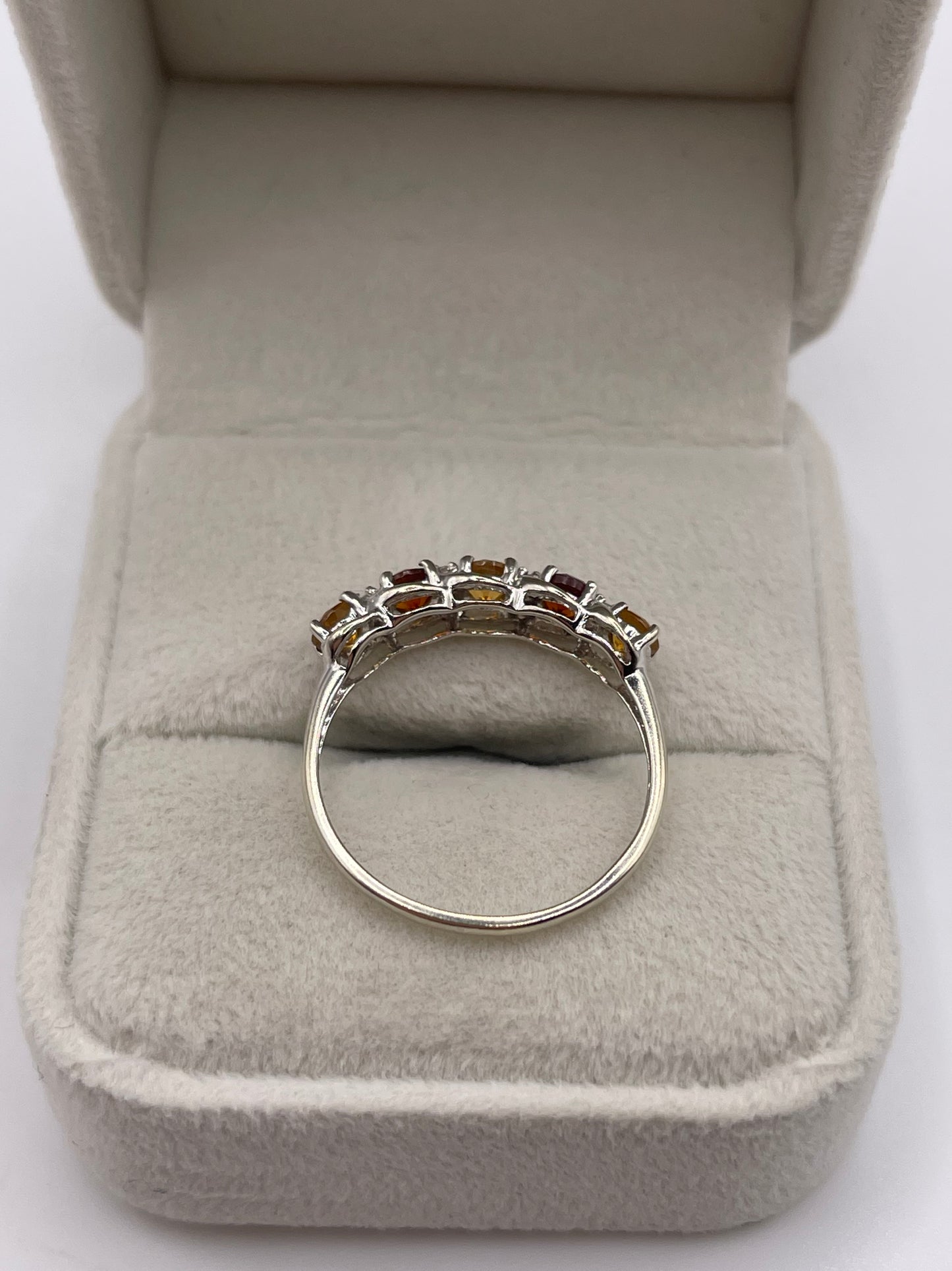 9ct white gold citrine and diamond ring