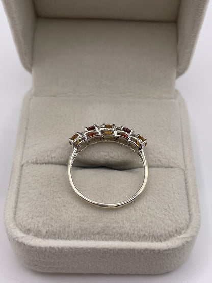 9ct white gold citrine and diamond ring
