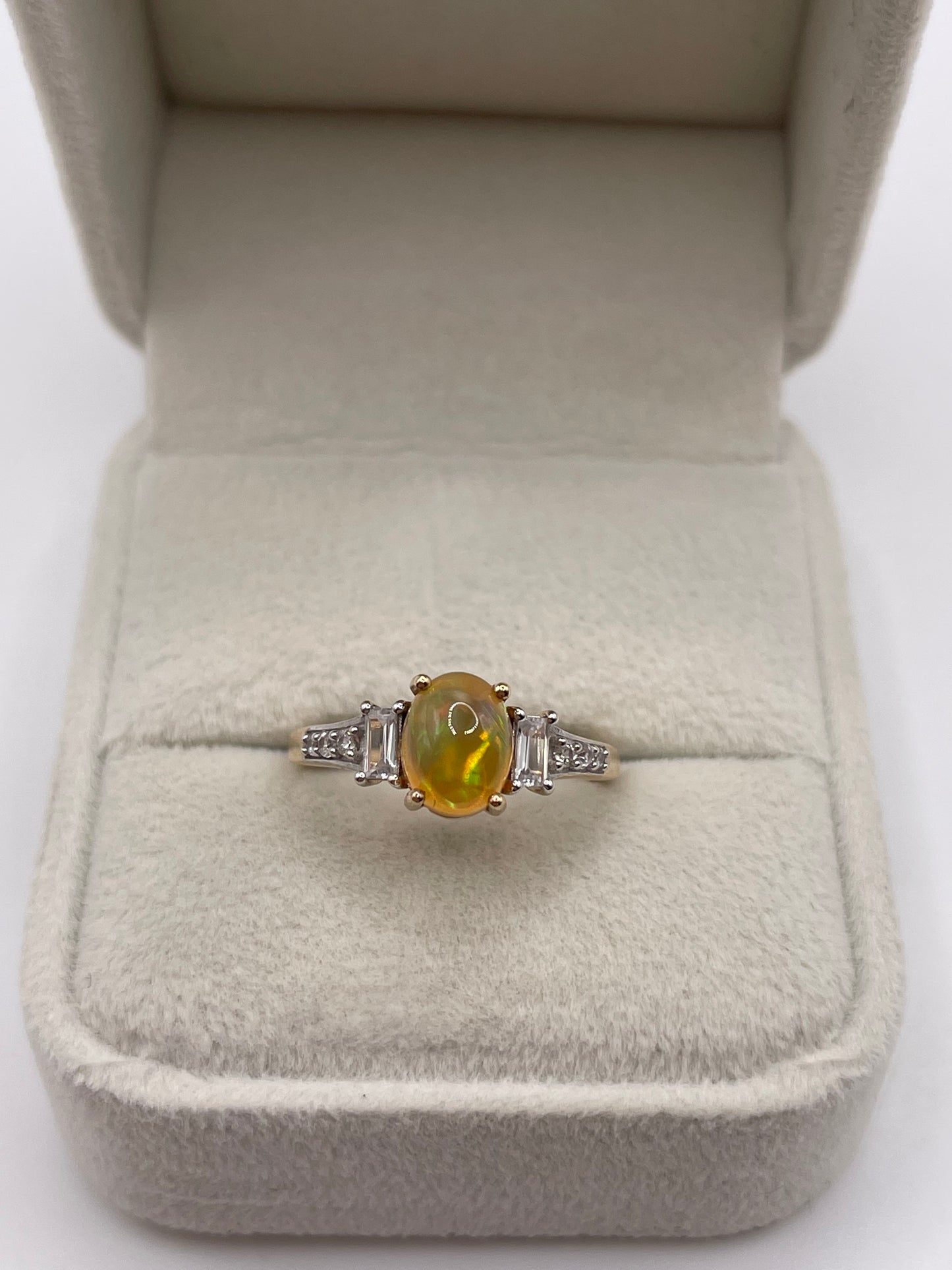 9ct gold opal and zircon ring