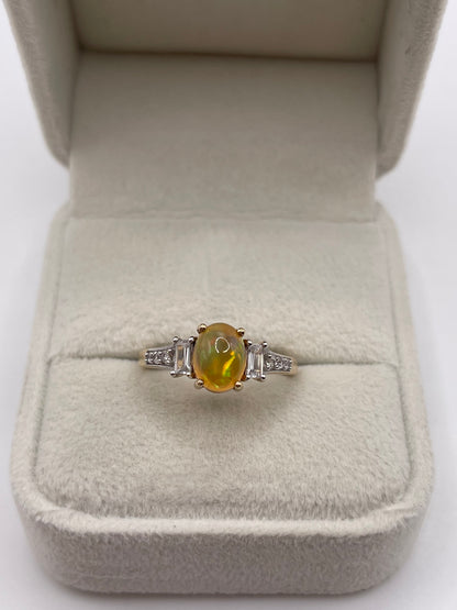 9ct gold opal and zircon ring